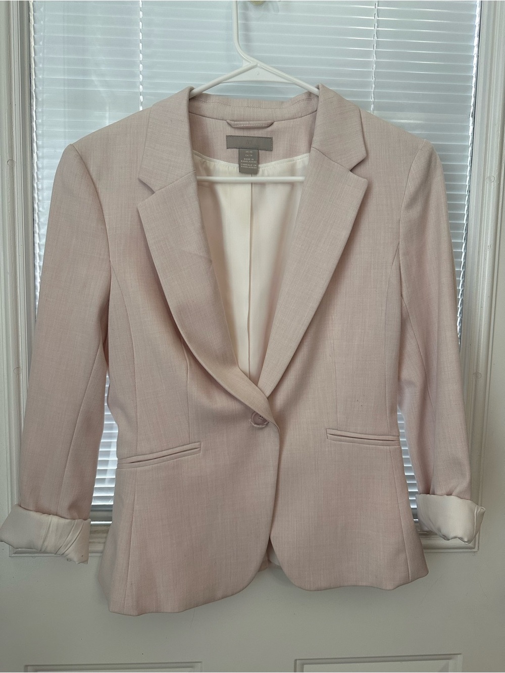 H&M Light Blush Pink Single-Button Tailored Blazer - XS